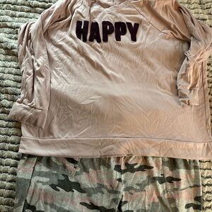 Womens Pajamas Set - Pink and Gray Camouflage